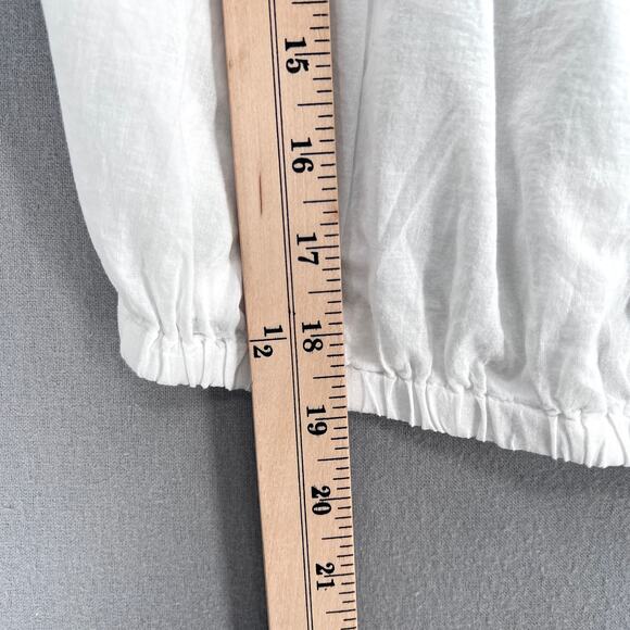 ENZA COSTA  Bubble Crop Top Womens Medium White Cotton 3/4 Sleeve Blouse NEW - Picture 10 of 10